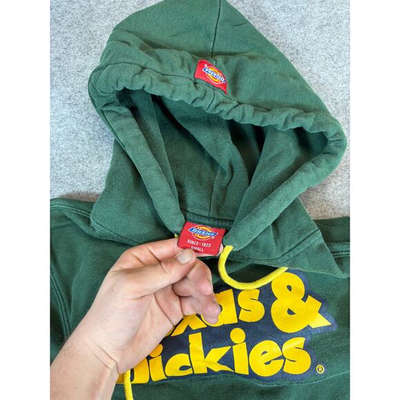 Vintage Y2K Dickies Texas Print Pullover Hoodie Mens Small Green Cozy Sweatshirt - Picture 8 of 9